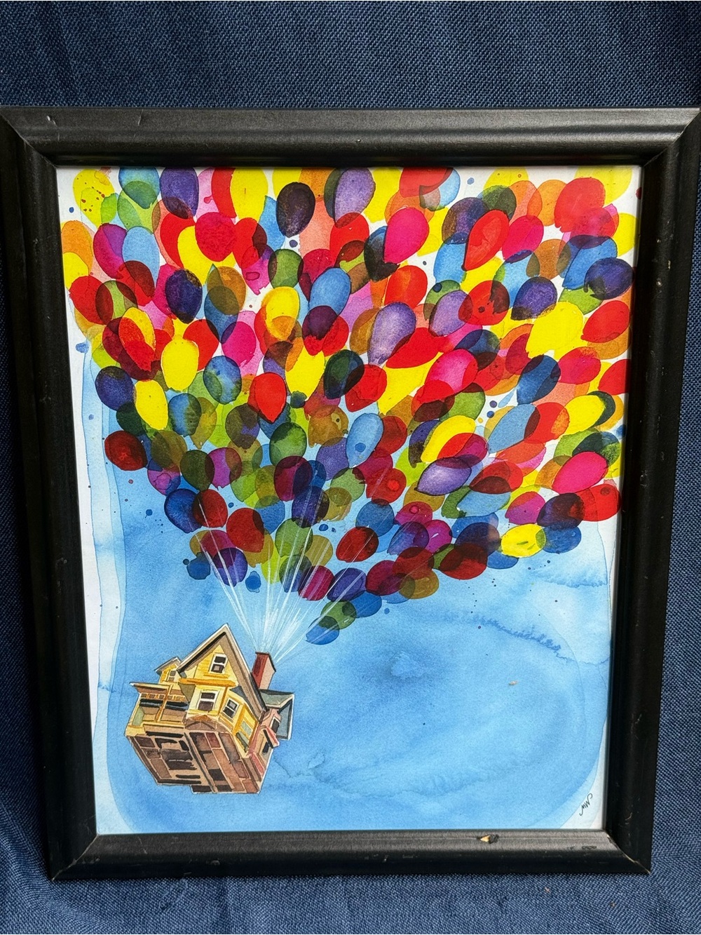 Size 16x12 - Original Hand Painted Disney Pixar Up Floating House Watercolor Art